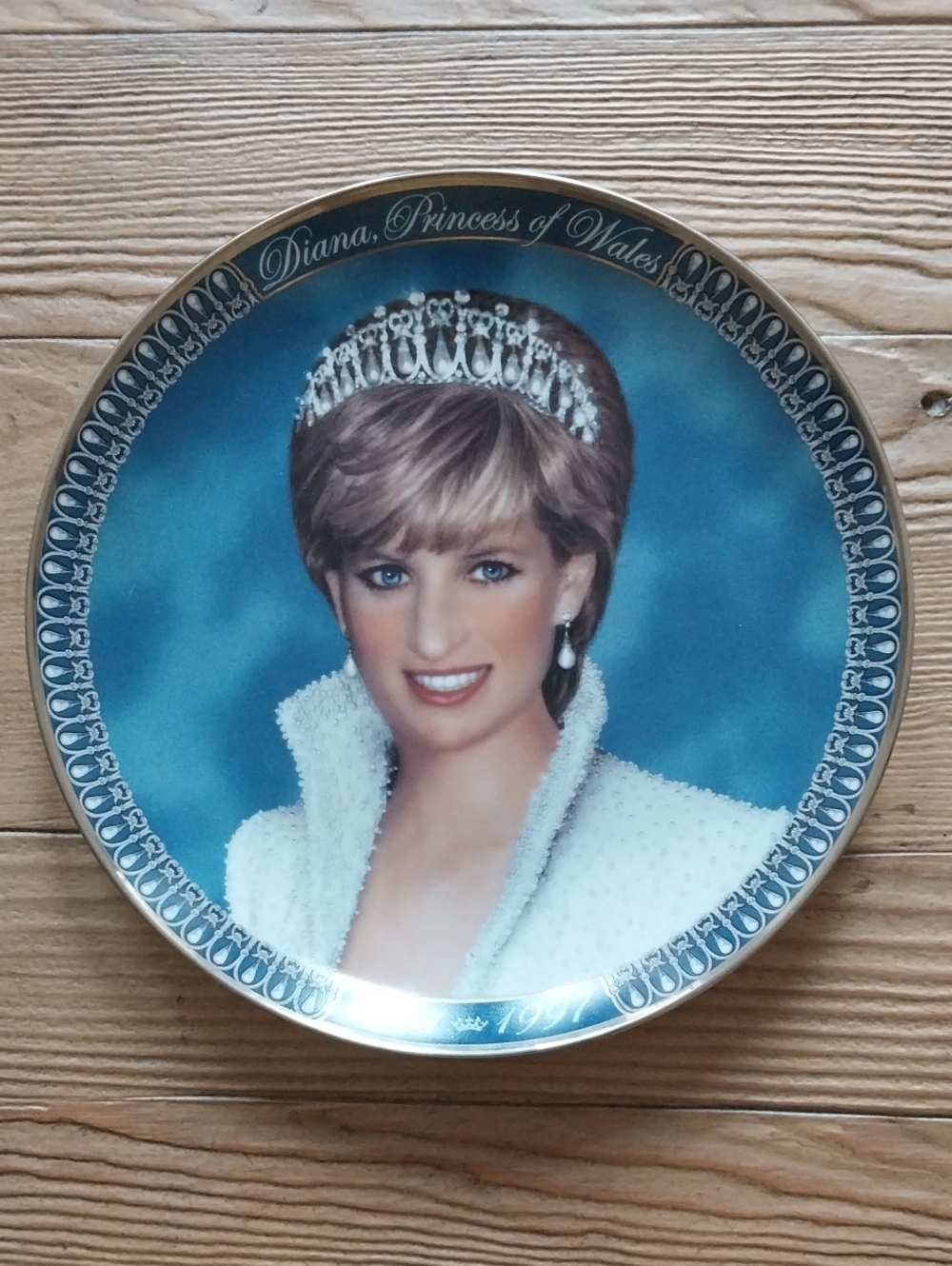 Franklin Mint Blue and White Princess Diana Commemorative Plate